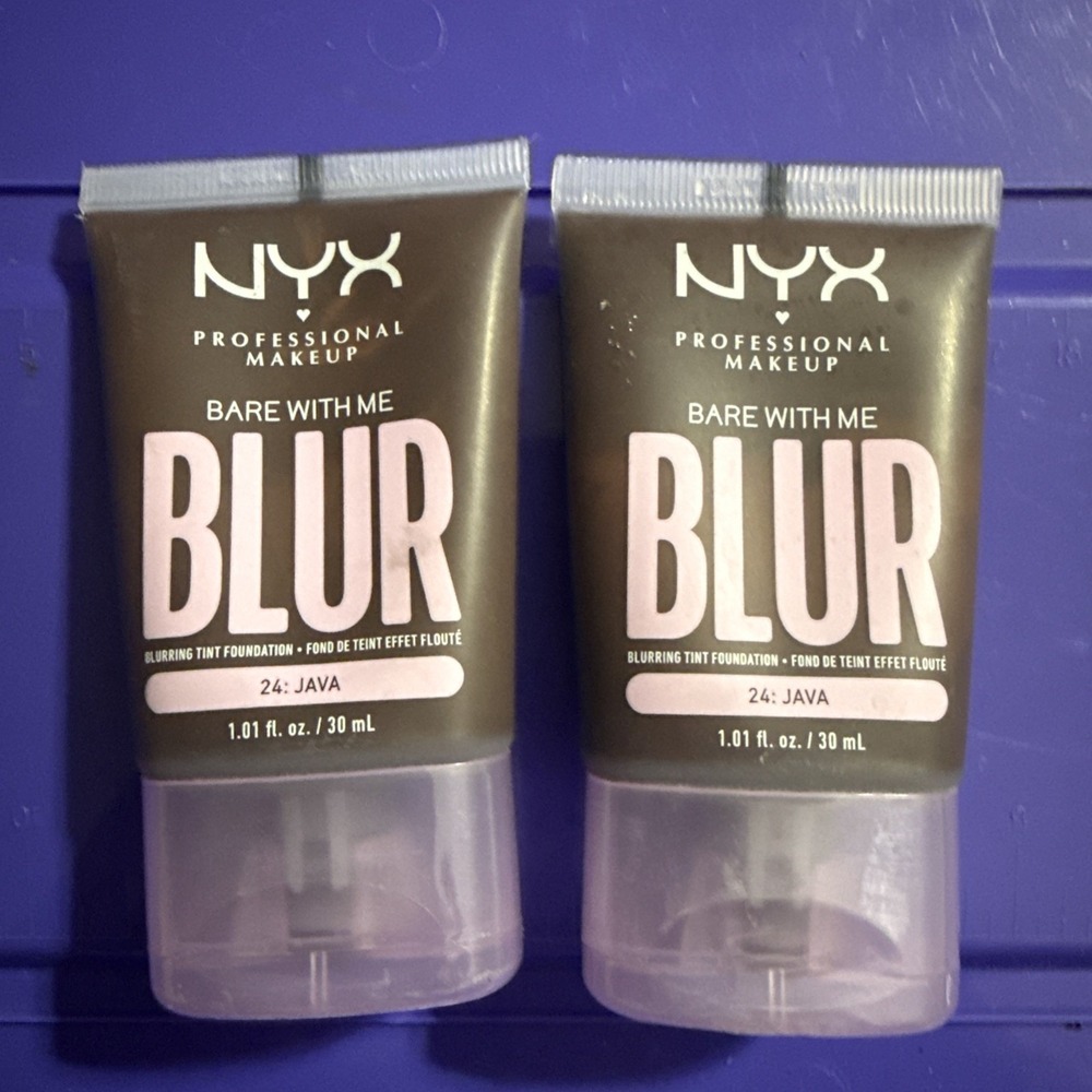 NYX Bare With Me Blur Blurring Tint Foundation 24 Java 1.01oz Lot of 2 NEW